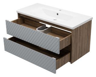 Подвесная тумба под раковину Brevita Chester CHE-09100-49502Я 100см серый/дуб Чарльстон темно-коричневый